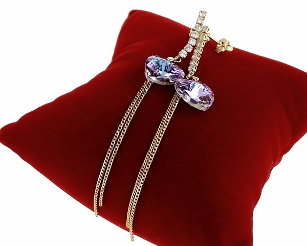 2459c Kolczyki złote pozłacane Austrian Crystal wiszące 14K cyrkonie Xuping serce