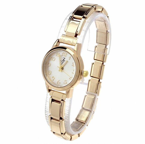 4150 Zegarek złoty na gumce modułowy stal nierdzewna rozciągliwy