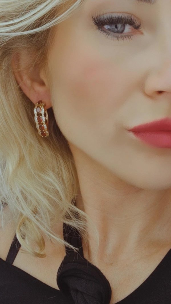 2314 Złote kolczyki cyrkonie pozłacane 18k Xuping wiszące 