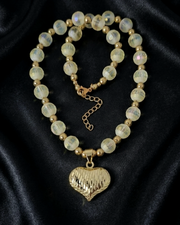 1383e Naszyjnik kryształki 40+5cm stal chirurgiczna nierdzewna 