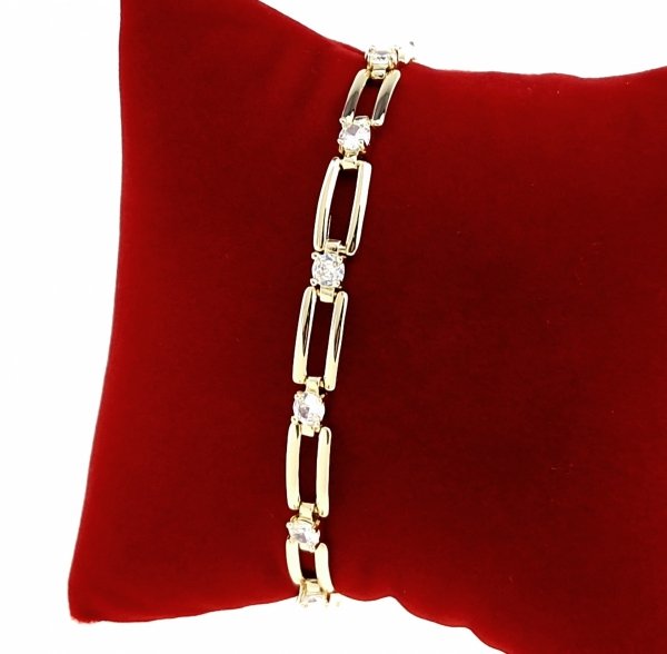 4069 Bransoletka złota elegancka cyrkonie 20cm pozłacana 14k Aisadi