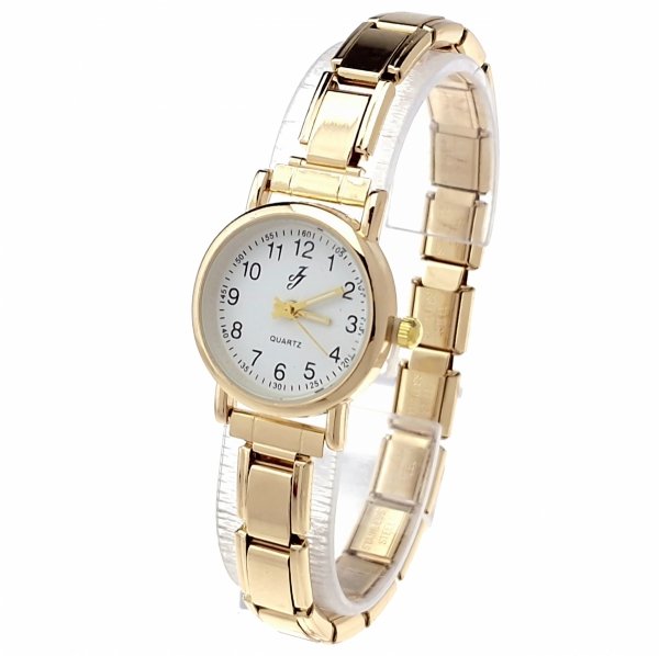 3016 Zegarek złoty na gumce modułowy stal nierdzewna rozciągliwy