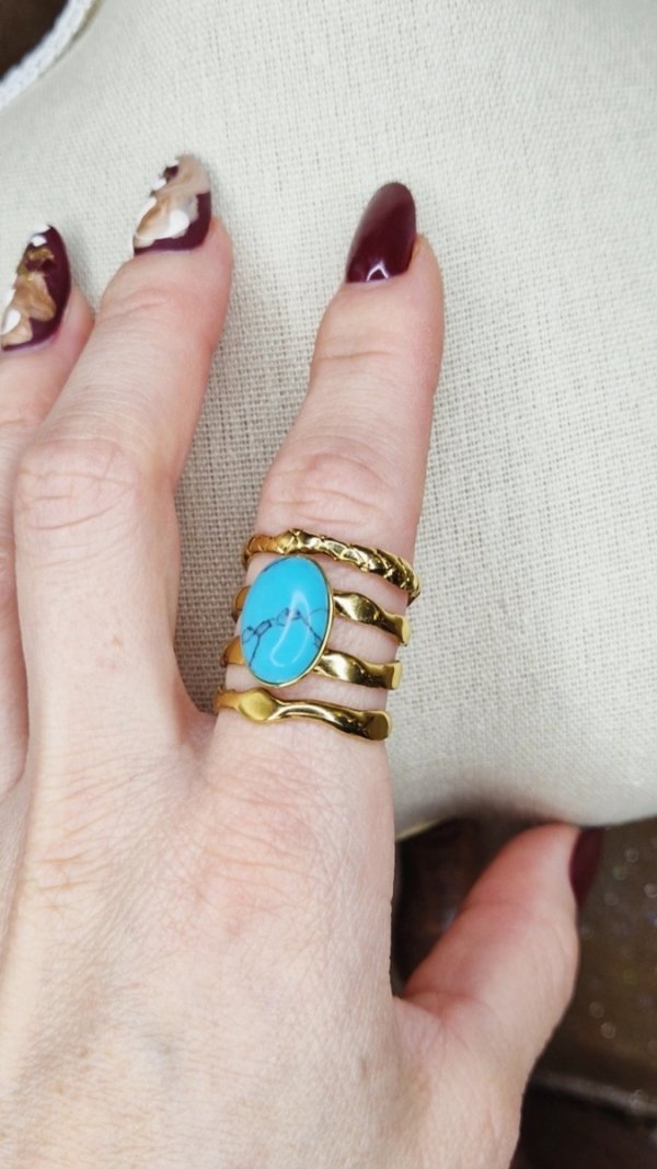 3719L Pierścionek złoty stal chirurgiczna 316L regulowany 