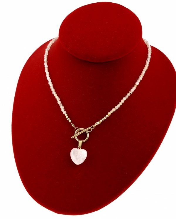 1977 Złoty naszyjnik cytryn ,serce kryształ górski kamień naturalny 42cm stal chirurgiczna nierdzewna naszyjnik