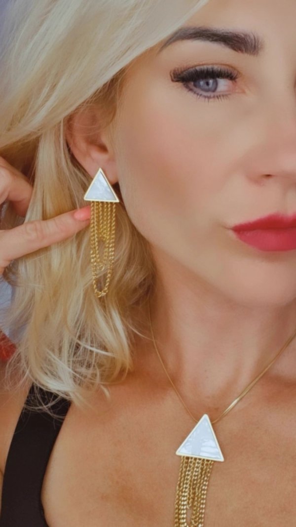 449 Kolczyki złote stal chirurgiczna 316L wiszące trójkąty