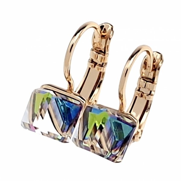 1687 Kolczyki złote Austrian Crystal cyrkonia pozłacane 18k Xuping wiszące