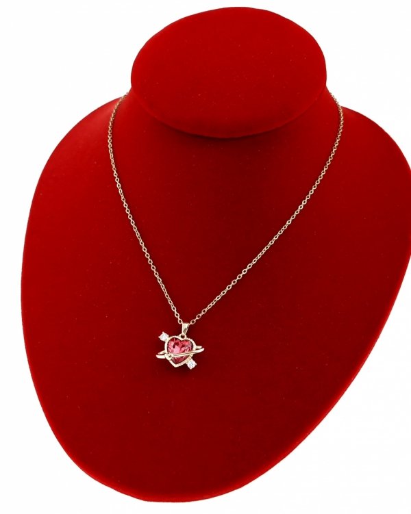 @531d Złoty łańcuszek Austrian Crystal 40+5 naszyjnik pozłacany 14K Xuping serce