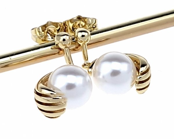 2268 Kolczyki złote pozłacane wiszące 14K Xuping  perła
