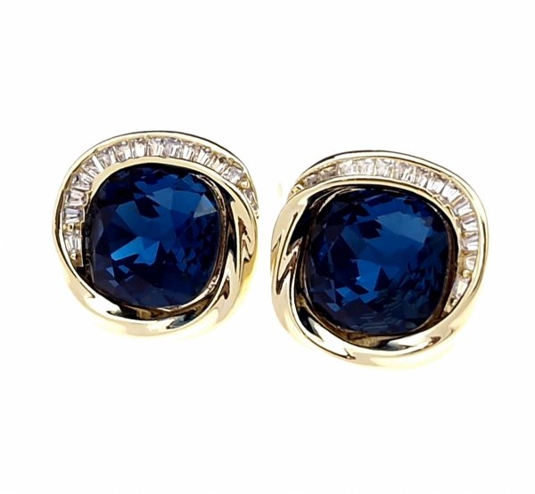 290h Kolczyki złote pozłacane wtyczki 14K cyrkonie 