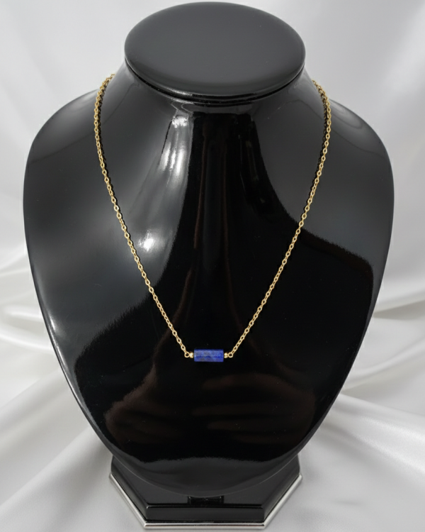 1919c Naszyjnik lapis lazuli kamień naturalny 45+5cm stal chirurgiczna nierdzewna 