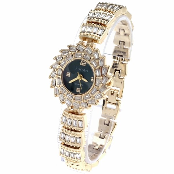 2213 Ekskluzywny damski złoty zegarek Kurren klasyk cyrkonie