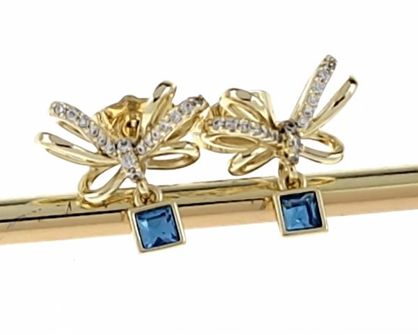 2295 Kolczyki złote pozłacane Austrian Crystal wiszące 14K cyrkonie Xuping 