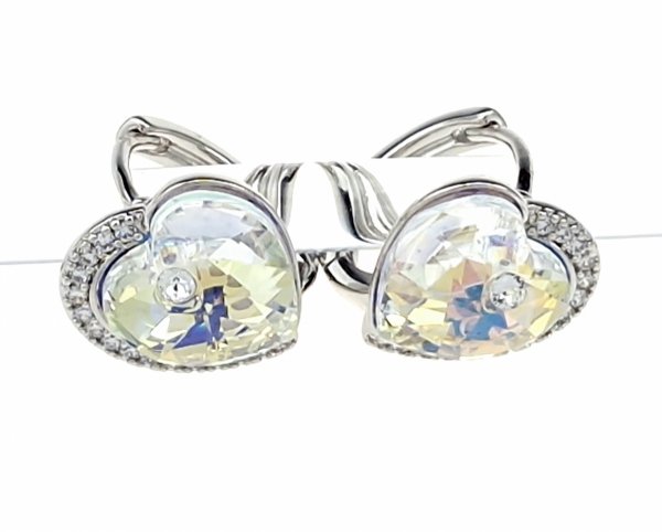 4026 Srebrne kolczyki Austrian Crystal pozłacane białym złotem wiszące serce