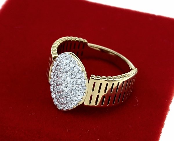 842j Pierścionek złoty stal chirurgiczna nierdzewna 316L cyrkonie