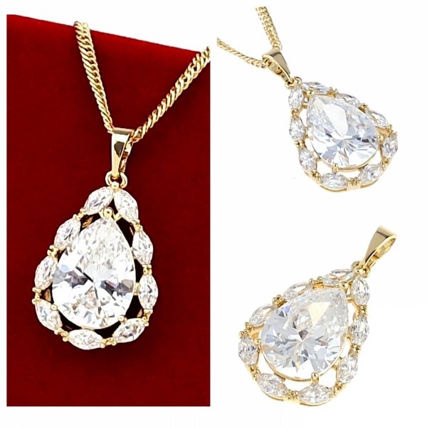 2540 Złota zawieszka cyrkonie błyszcząca pozłacana 14k Xuping łezka