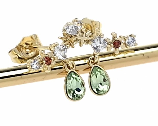 1649 Kolczyki złote pozłacane Austrian Crystal wiszące 14K cyrkonie Xuping 