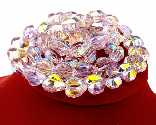 1696 Koraliki przezroczyste serce fasetowane sznur 60cm