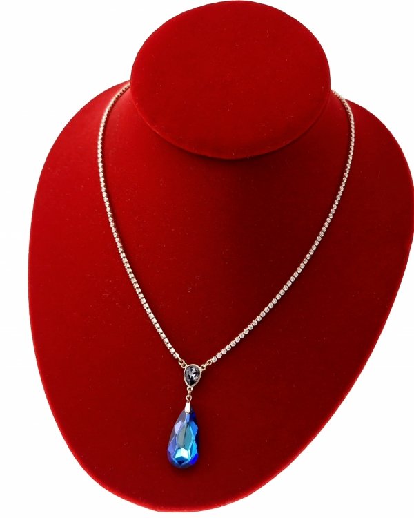 3644 Złoty naszyjnik 44+5cm pozłacany 18k Swaro Austrian Crystal