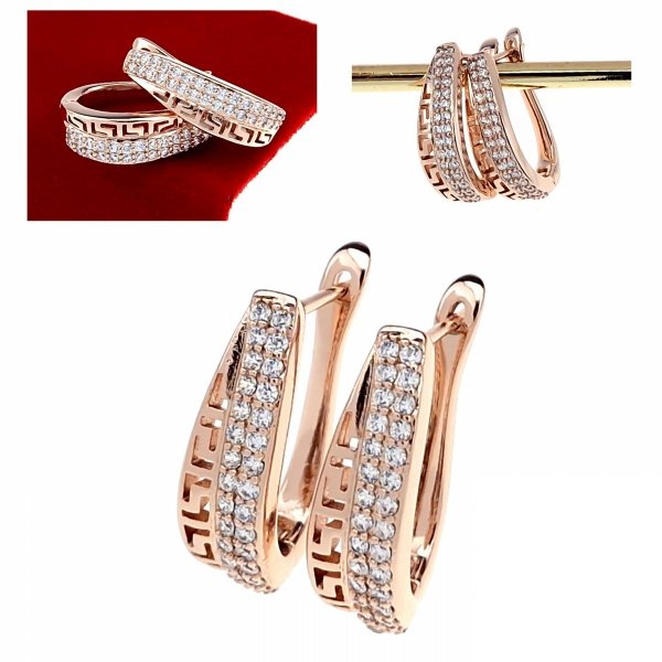 1500 Kolczyki złote cyrkonia pozłacane rose gold Xuping wiszące