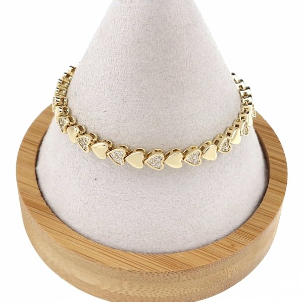 4821 Bransoletka złota elegancka cyrkonie 19cm pozłacana 14k Aisadi