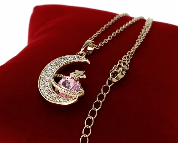 4356 Złoty łańcuszek naszyjnik 40+5cm pozłacany 14k Austrian Crystal 