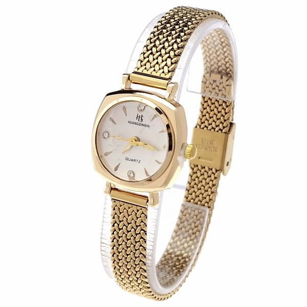 3553 Ekskluzywny damski złoty zegarek błyszczący cyrkonie klasyk