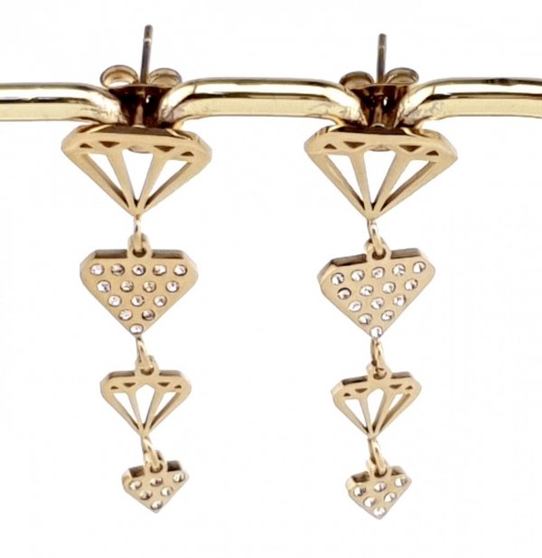 784 Kolczyki celebrytki złote stal chirurgiczna wiszące