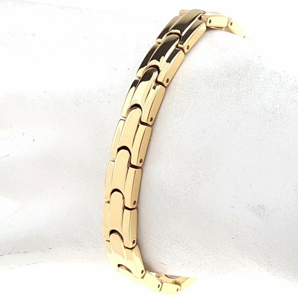 4621 Bransoletka złota 20cm stal chirurgiczna szeroka nierdzewna