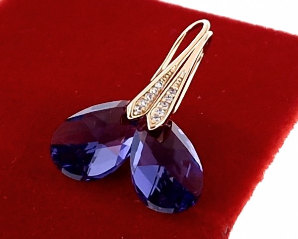 3088 Kolczyki złote Austrian Crystal cyrkonia pozłacane 18k Xuping wiszące