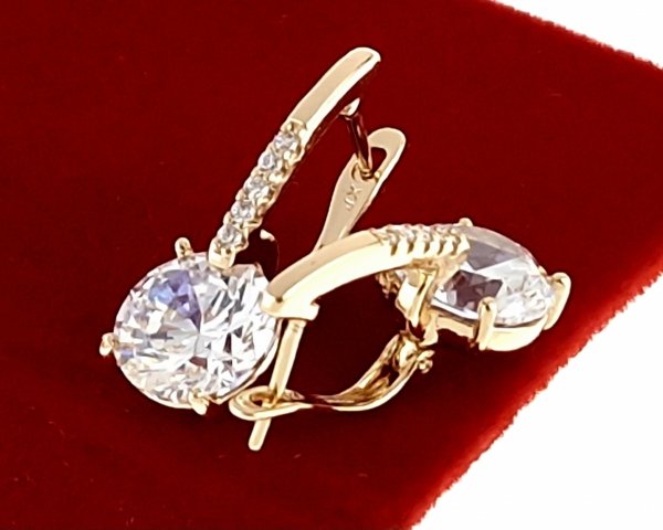 1011 Kolczyki złote cyrkonia pozłacane 18k Xuping wiszące