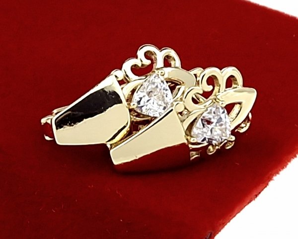 0181 Kolczyki złote pozłacane cyrkonie wiszące 14K Xuping 