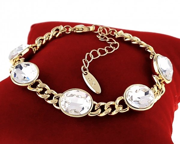 4305 Bransoletka elegancka Austrian Crystal złota cyrkonie 17+5 pozłacana 14k Xuping 