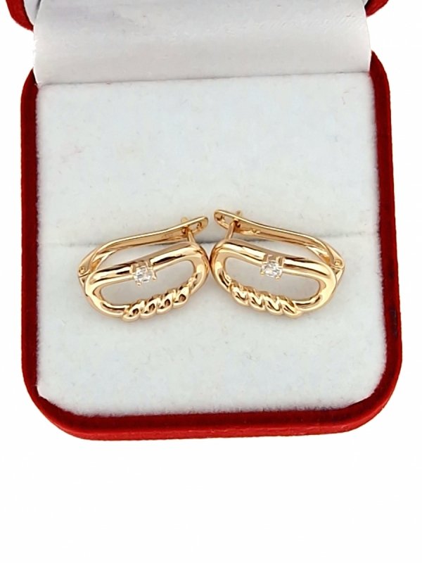 4893 Złote kolczyki pozłacane cyrkonie 18k Xuping wiszące 