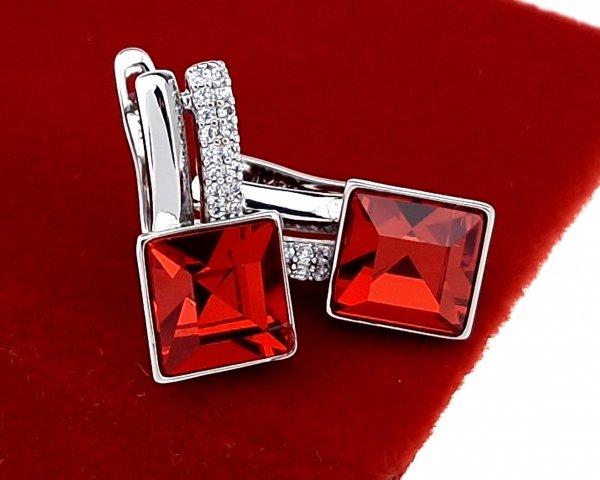 4878 Srebrne kolczyki Austrian Crystal pozłacane białym złotem zapięcie angielskie