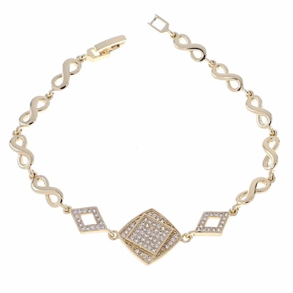2111 Bransoletka złota elegancka cyrkonie 19cm pozłacana 14k Aisadi