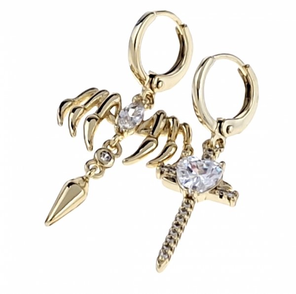 633 Kolczyki złote pozłacane wiszące 14K Xuping cyrkonie 