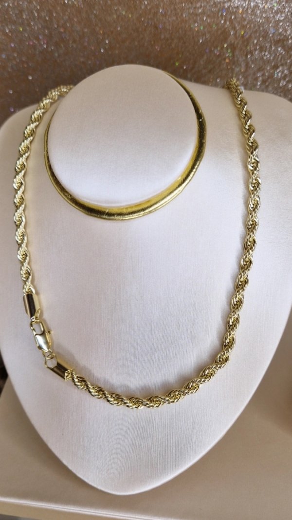 310b Złoty łańcuszek 60cm naszyjnik pozłacany 14K splot korda