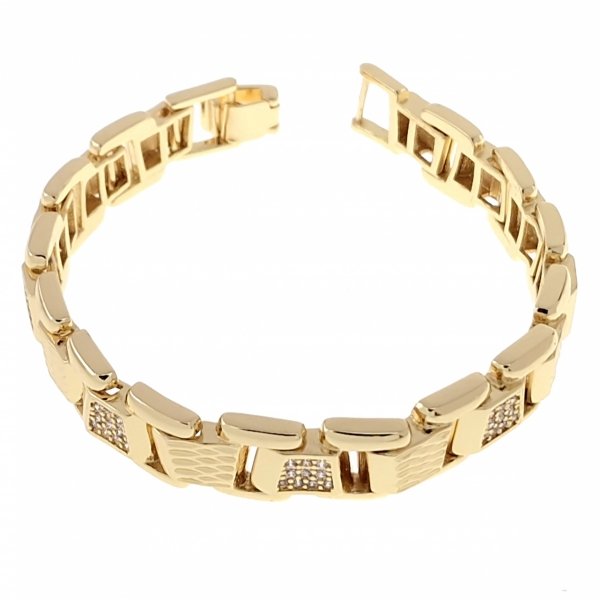 4909 Bransoletka złota elegancka 18,5cm cyrkonie pozłacana 14k Bloom