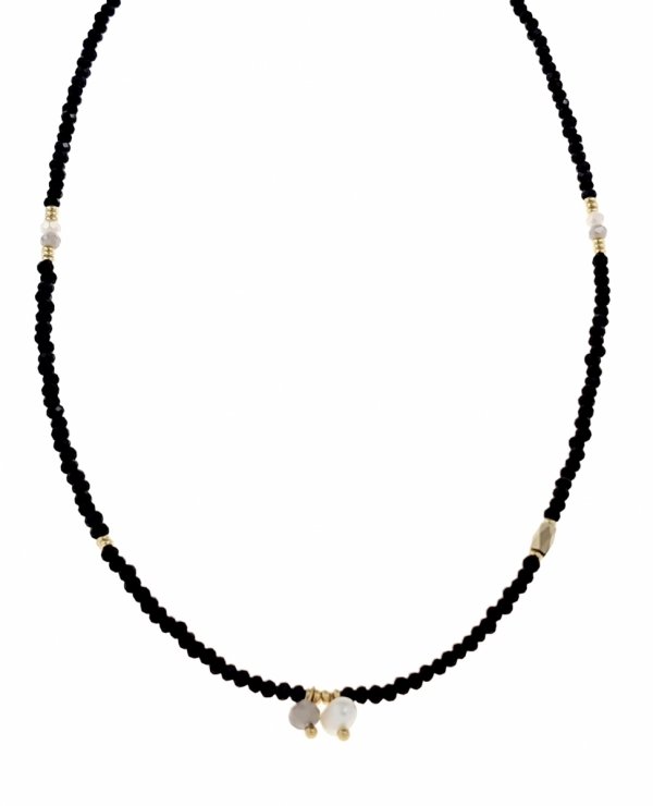 2395 Złoty łańcuszek naszyjnik 39+5 stal chirurgiczna 316L Viki lady choker kryształki perła