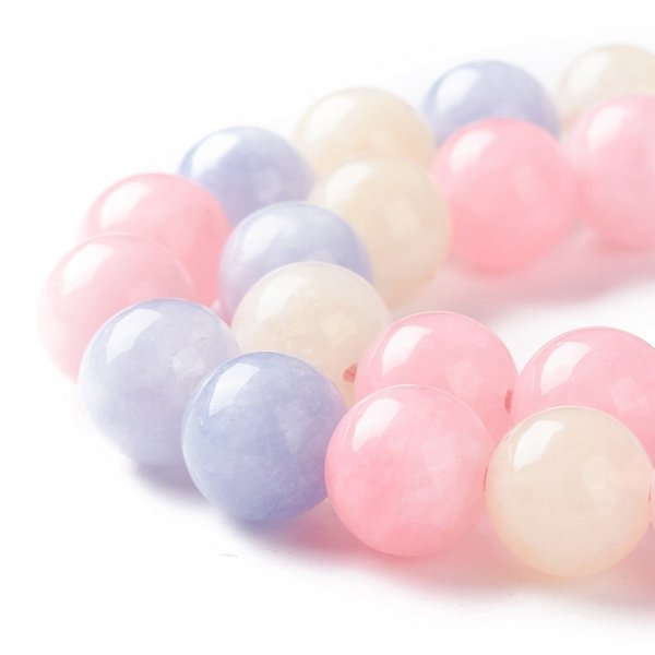 1712 Mix kamieni morganit, jadeit kamień naturalny kula 6mm pasmo 38cm