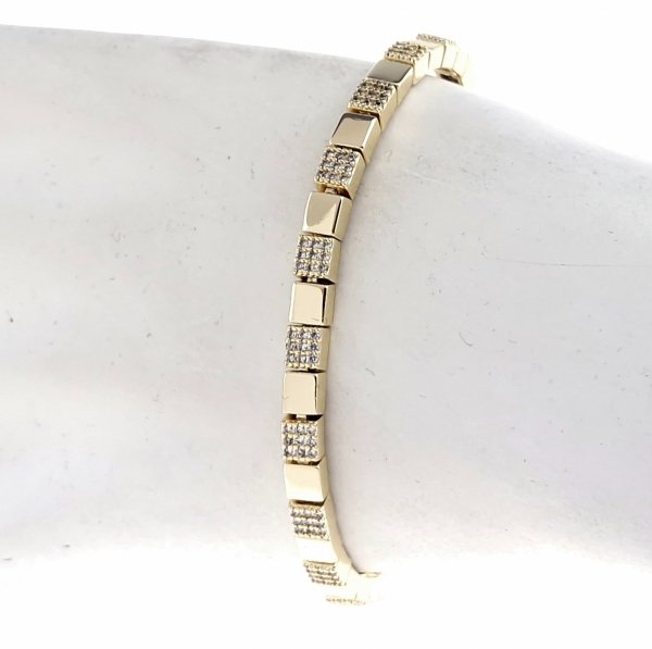 3037 Bransoletka elegancka złota 17+2cm pozłacana 14k cyrkonie