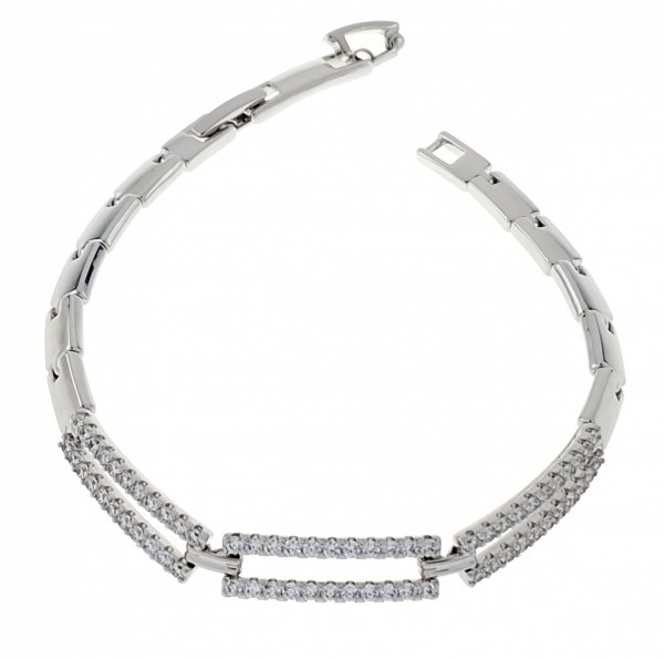 3174 Bransoletka srebrna pozłacana białym złotem 16,5+2cm Xuping 