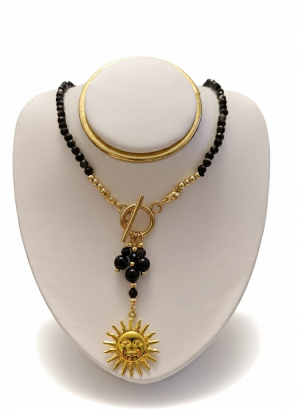 2476 Naszyjnik turmalin kamień naturalny 45cm stal chirurgiczna nierdzewna naszyjnik