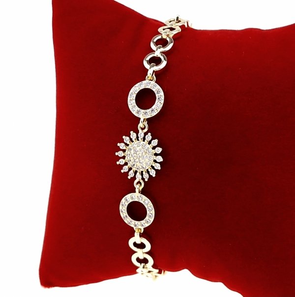 4314 Bransoletka złota elegancka cyrkonie 18,5cm pozłacana 14k Aisadi
