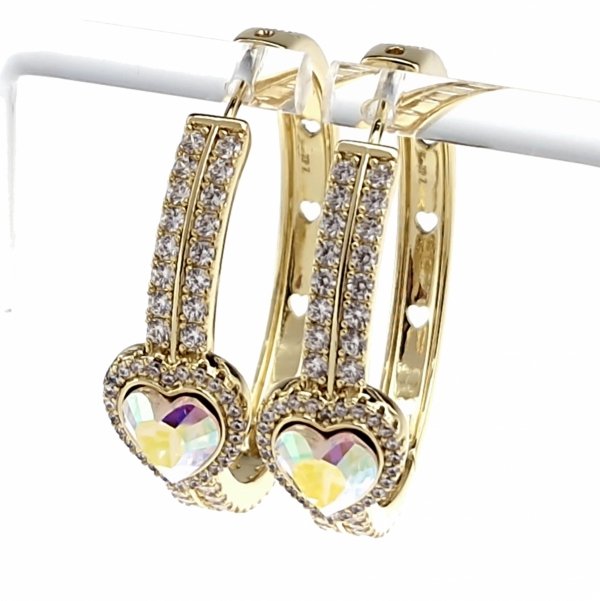 2815 Kolczyki złote pozłacane Austrian Crystal wiszące 14K cyrkonie Xuping 