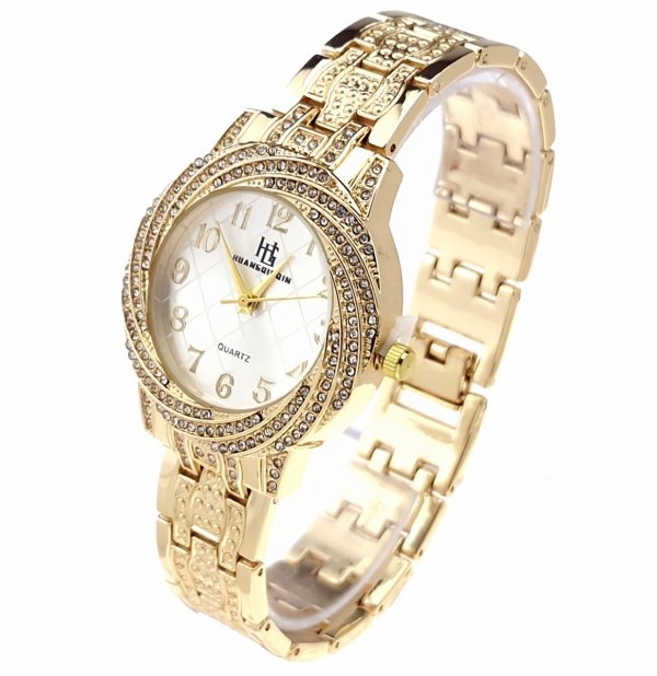 4090 Ekskluzywny złoty zegarek błyszczący klasyk 