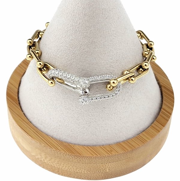 762g Bransoletka złota 17,5+5 stal chirurgiczna 316L nierdzewna cyrkonie