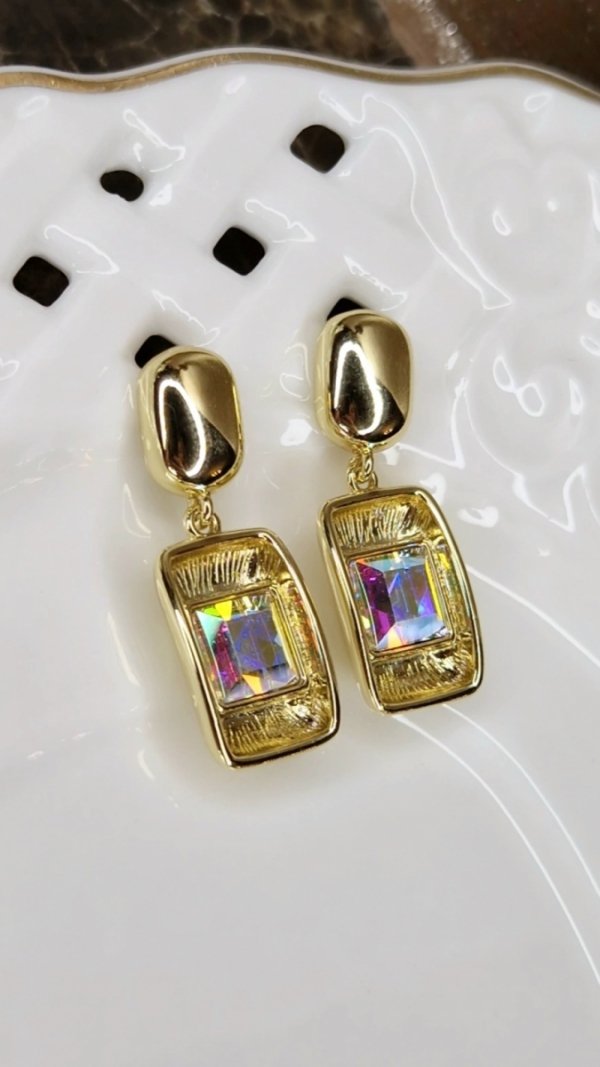 2982 Kolczyki złote pozłacane cyrkonie wiszące 14K Xuping Austrian Crystal