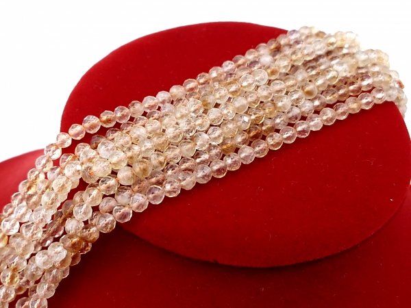 929 Cytryn kamień naturalny kula fasetowana 4mm sznur 38cm