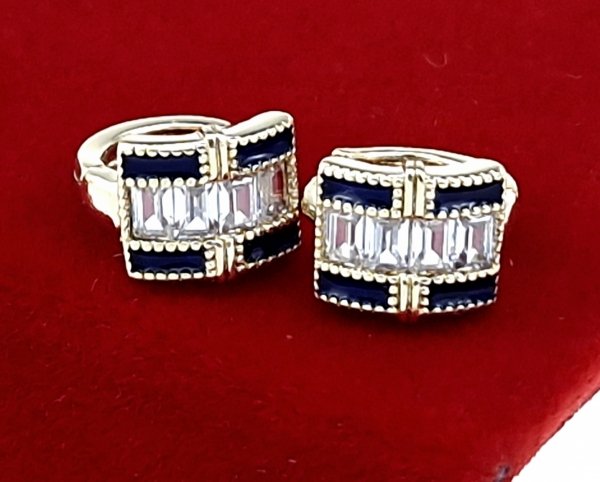 3832 Kolczyki złote pozłacane wiszące 14K Xuping cyrkonie serce